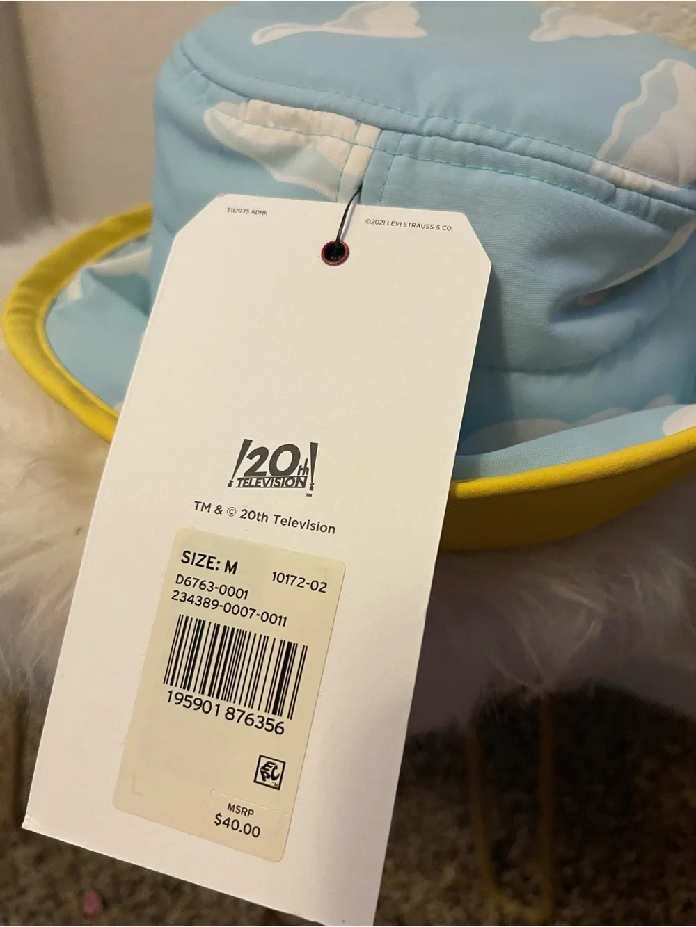 Levi's x The Simpsons Sky Blue Cloud Bucket Hat with Yellow Trim